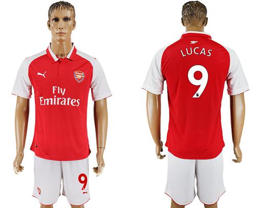 Arsenal #9 Lucas Home Soccer Club Jersey - Click Image to Close
